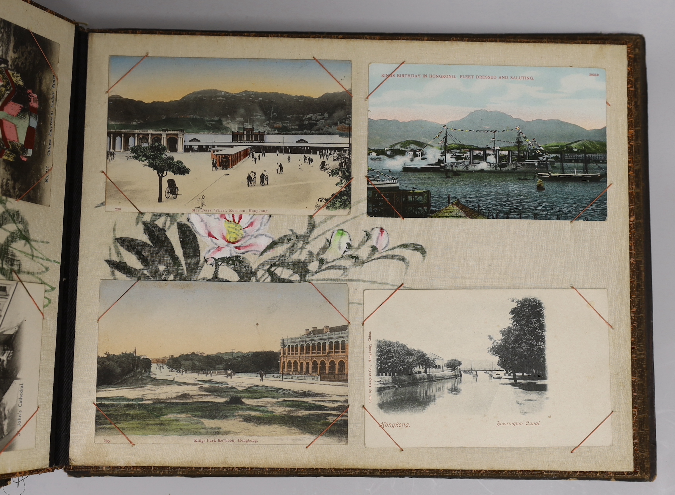 A Japanese album of early 20th century postcards of Hong Kong, China and Japan